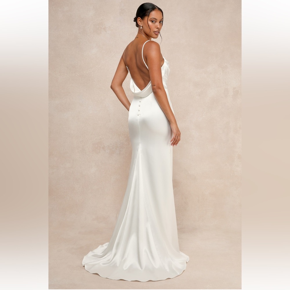 Lovely Endearment White Satin Sleeveless Backless Maxi Dress